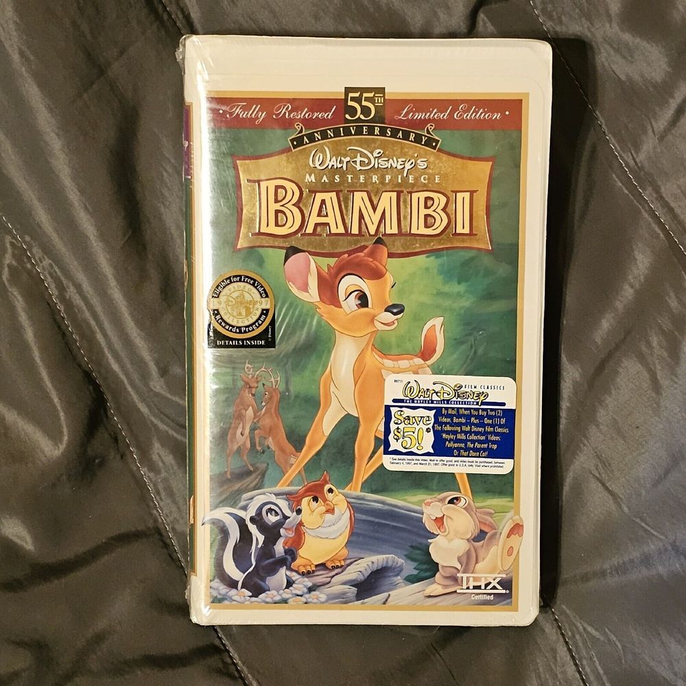 NEW DISNEY BAMBI VHS 1997 55th Anniversary Masterpiece Limited Edition SEALED‎